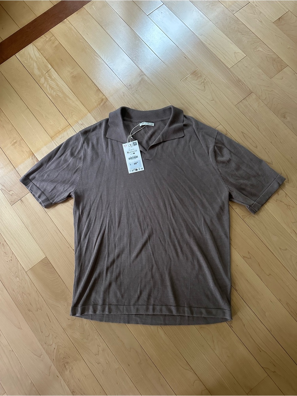 Zara Men's Brown Short-Sleeve Polo Shirt
